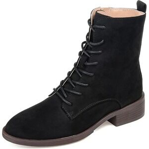Journee Vienna Combat Boot Black Faux Leather Women's Size 7